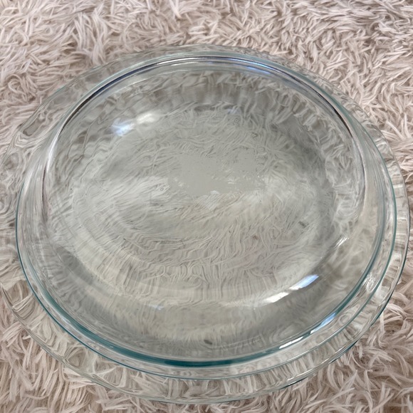 Vintage Pyrex Clear Glass Pie Plate 9.5 Inch Fluted Edge Oven Safe Dish W/ Lid‎